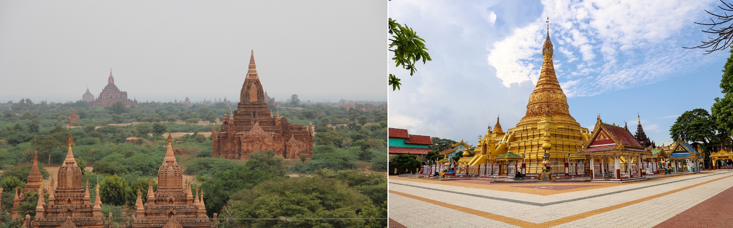 Ancient Pagodas and Mandalay pagoda, Myanmar, Burma