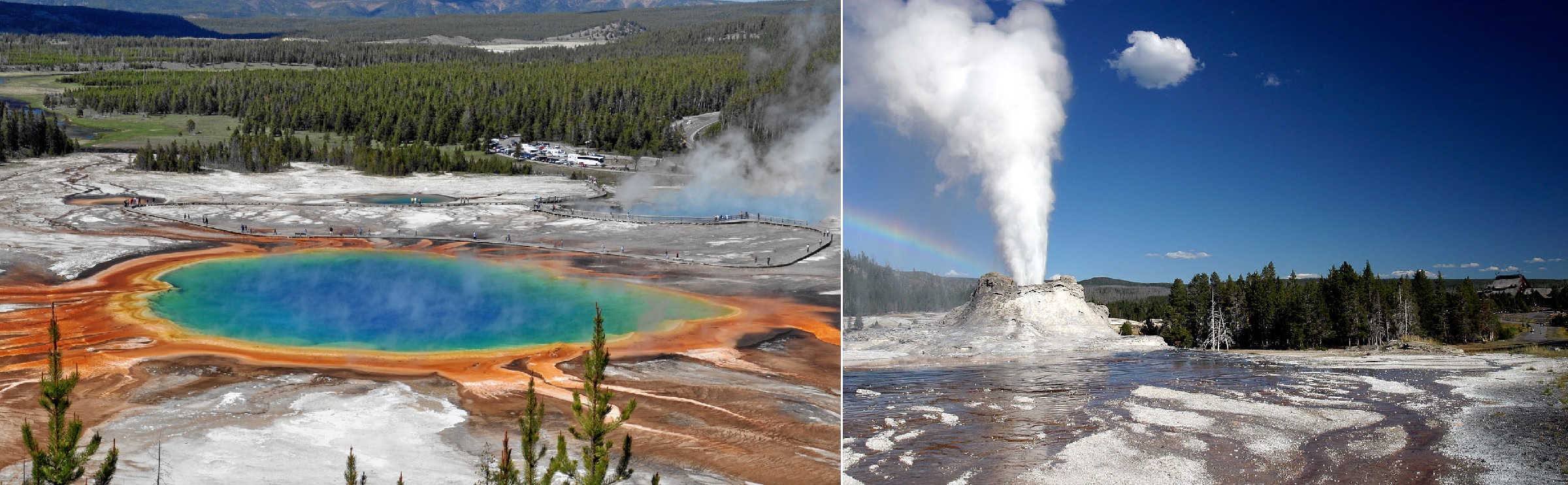 Grand Prismatic Spring and Castle Geyser, Yellowstone National Park