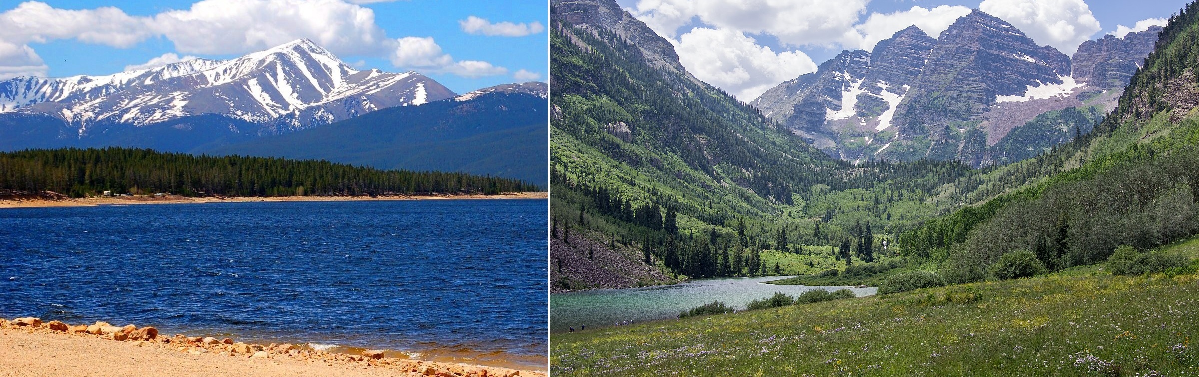 Mount Elbert of Rocky Mountains and Maroon Bells of White River National Forest, Colorado