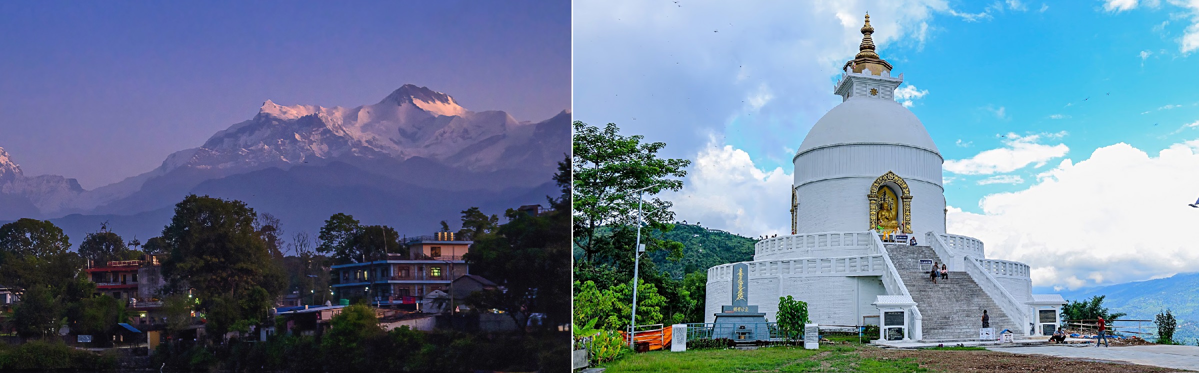 Pokhara at Dawn and Shanti Stupa, Pokhara Nepal