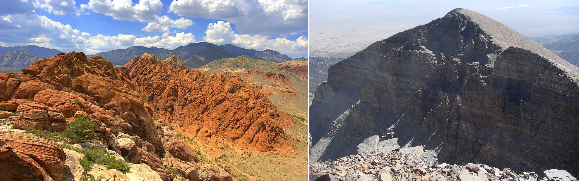 Red Rock Canyon in Calico basin and The quartzite of Doso Doyabi in Great Basin National Park