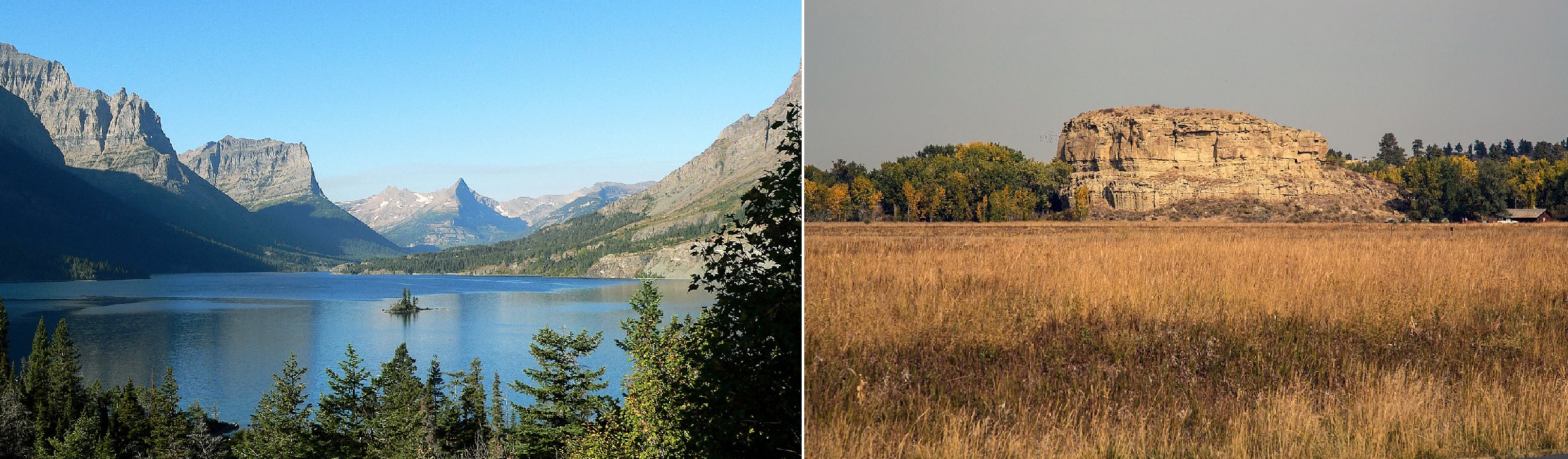 Saint Mary Lake in Glacier National Park and Pompeys Pillar National Monument