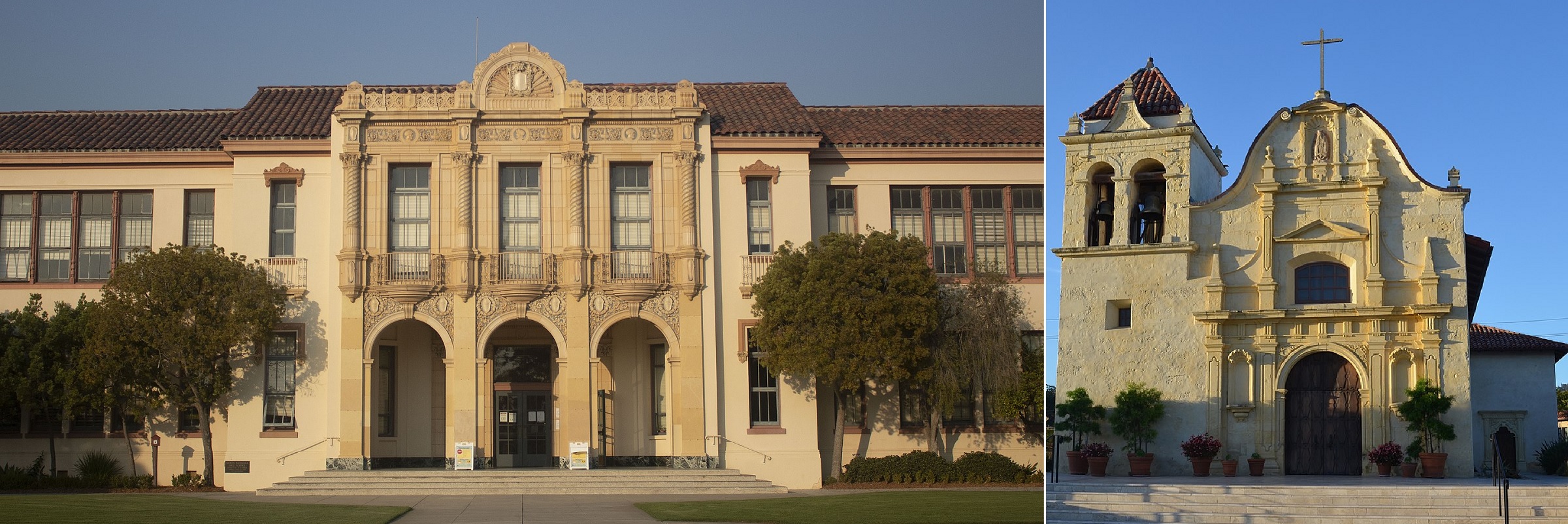 Santa Barbara High School and The Cathedral of San Carlos Borromeo.