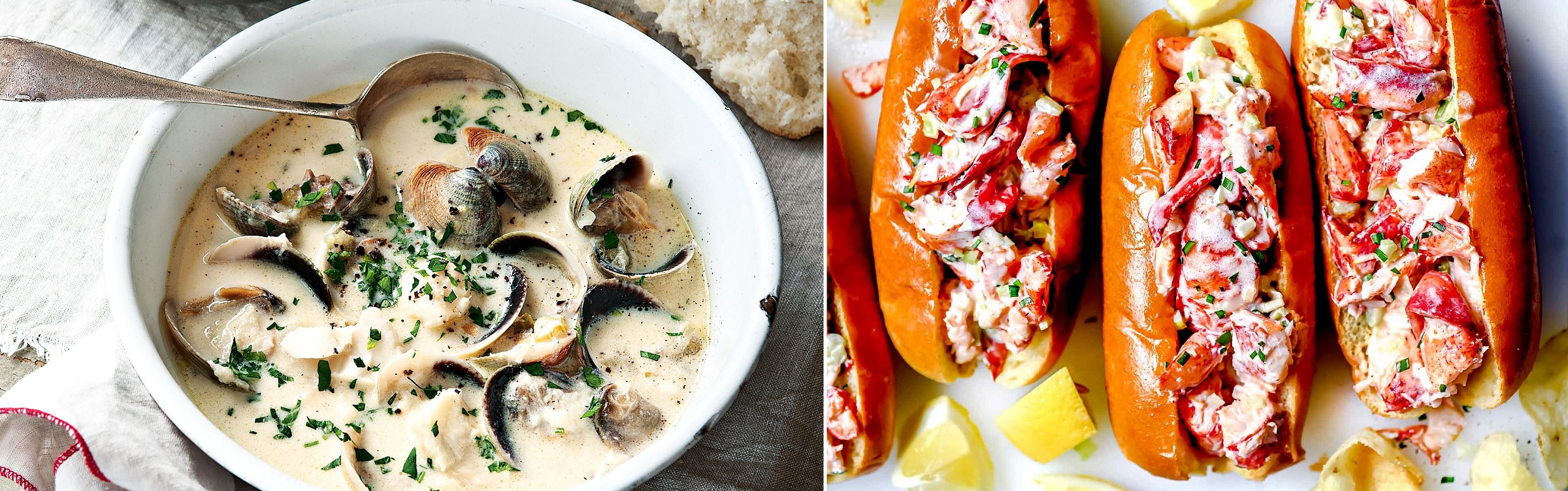 Clam chowder and Lobster rolls