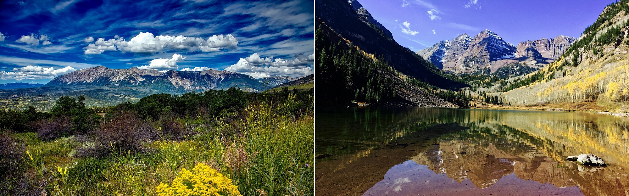 Mountain Landscape and Maroon bells Aspen, Colorado