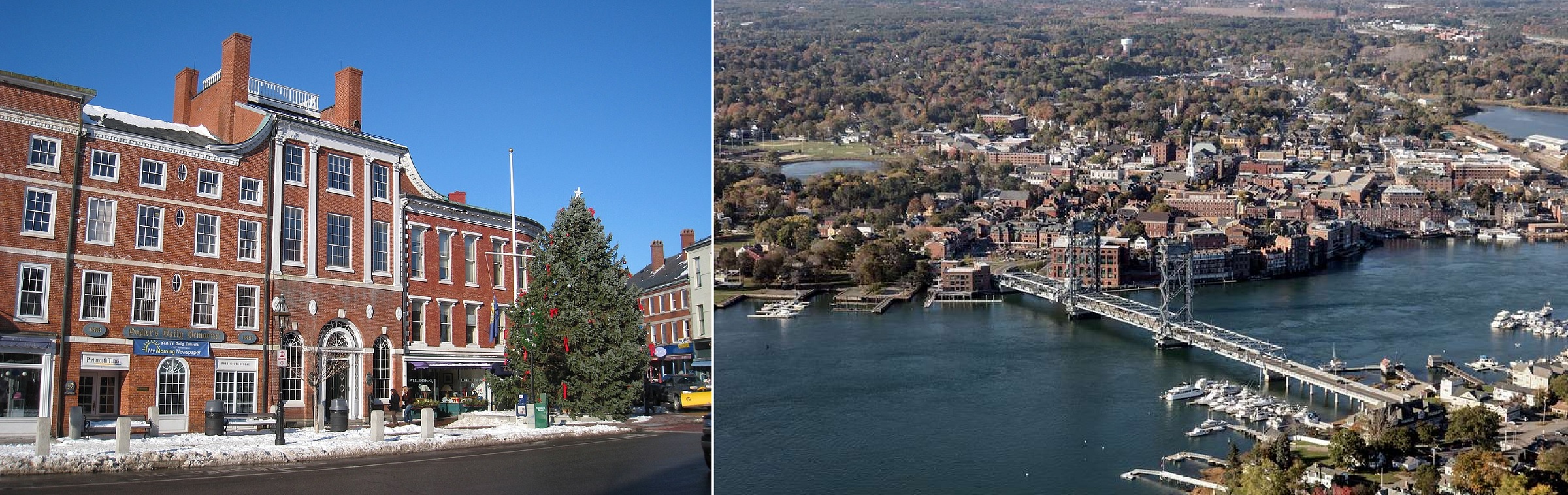 Market Square and Aerial view of Portsmouth, New Hampshire