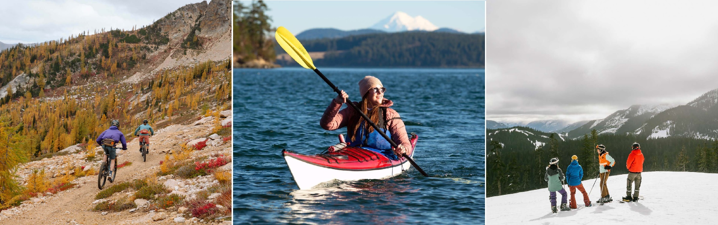 Mountain Biking, Kayaking and Snowboarding, Washington State