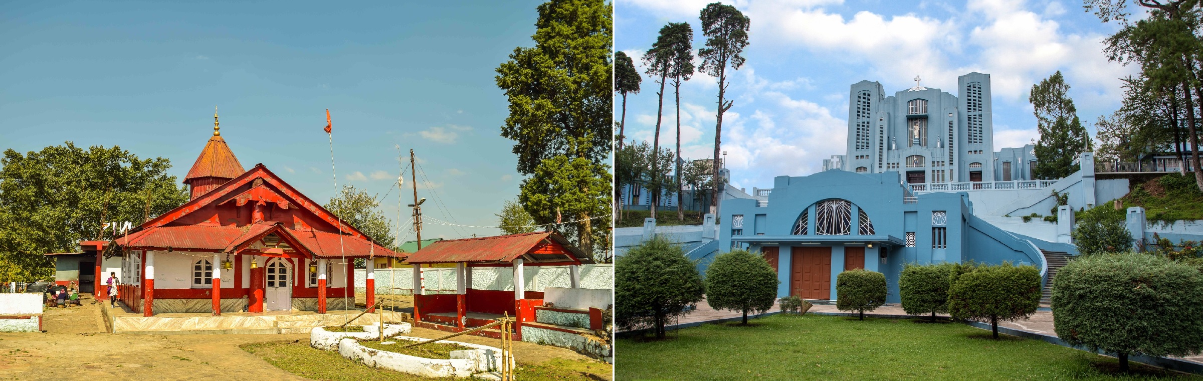 Nartiang Durga Temple and Cathedral of Mary Help of Christians, Meghalaya