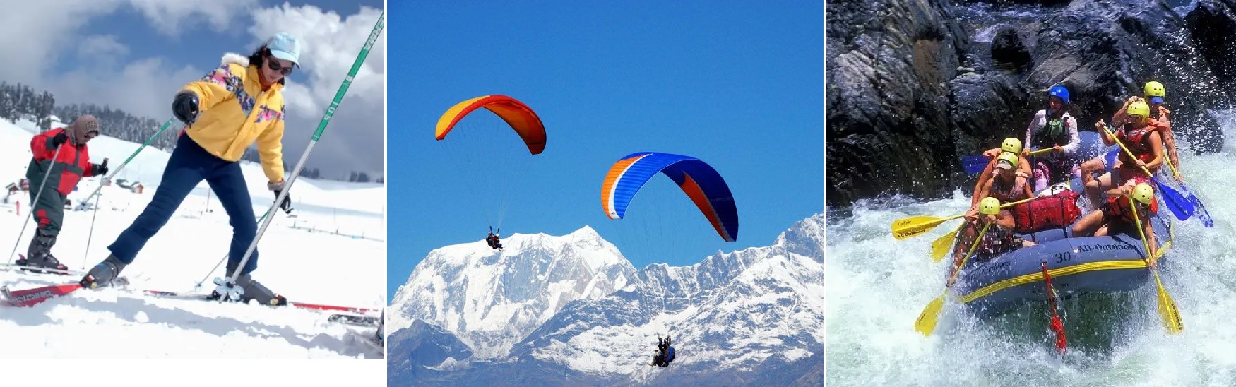 Skiing, Paragliding and River Rafting, Sikkim