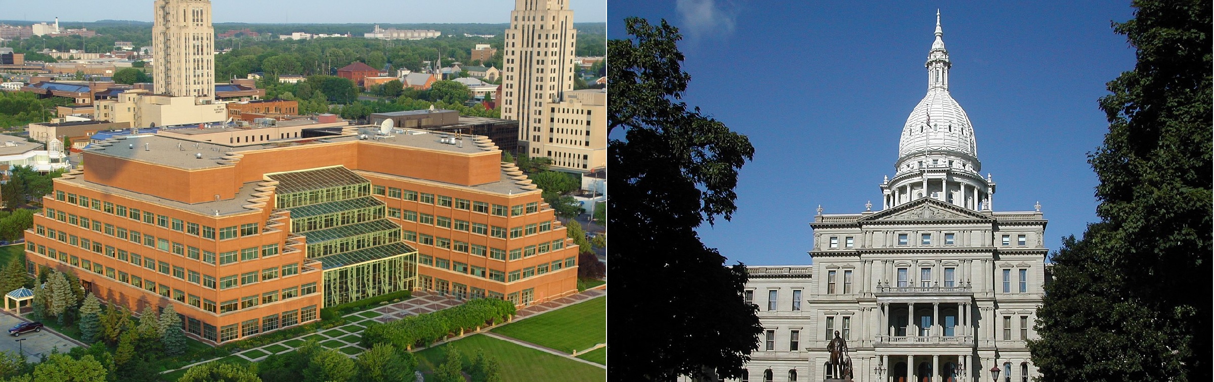 World headquarters of Kellogg's and Michigan State Capitol