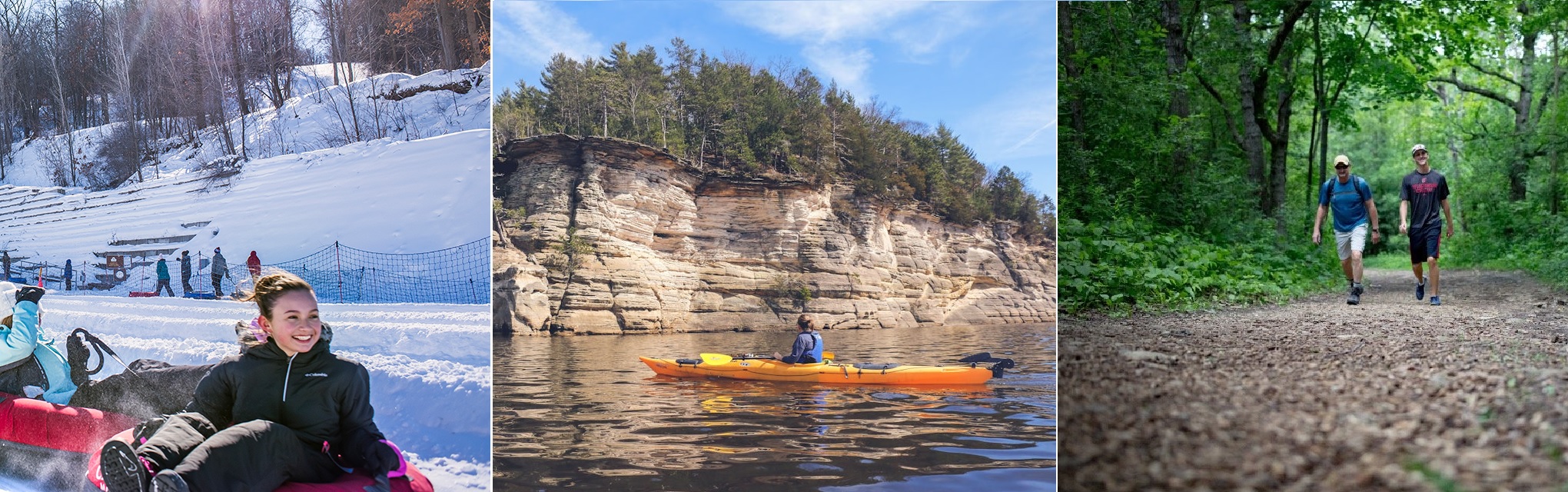 Snow sports, Kayaking and Hiking, Wisconsin