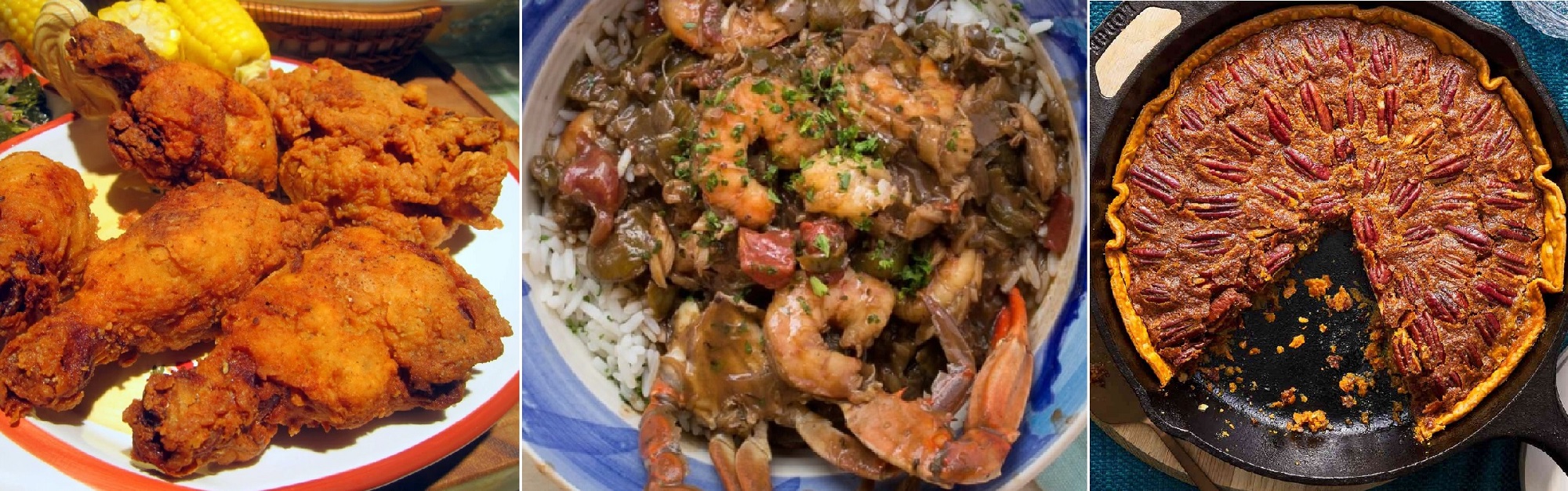 Fried Chicken, Seafood Gumbo and Pecan Pie, Alabama