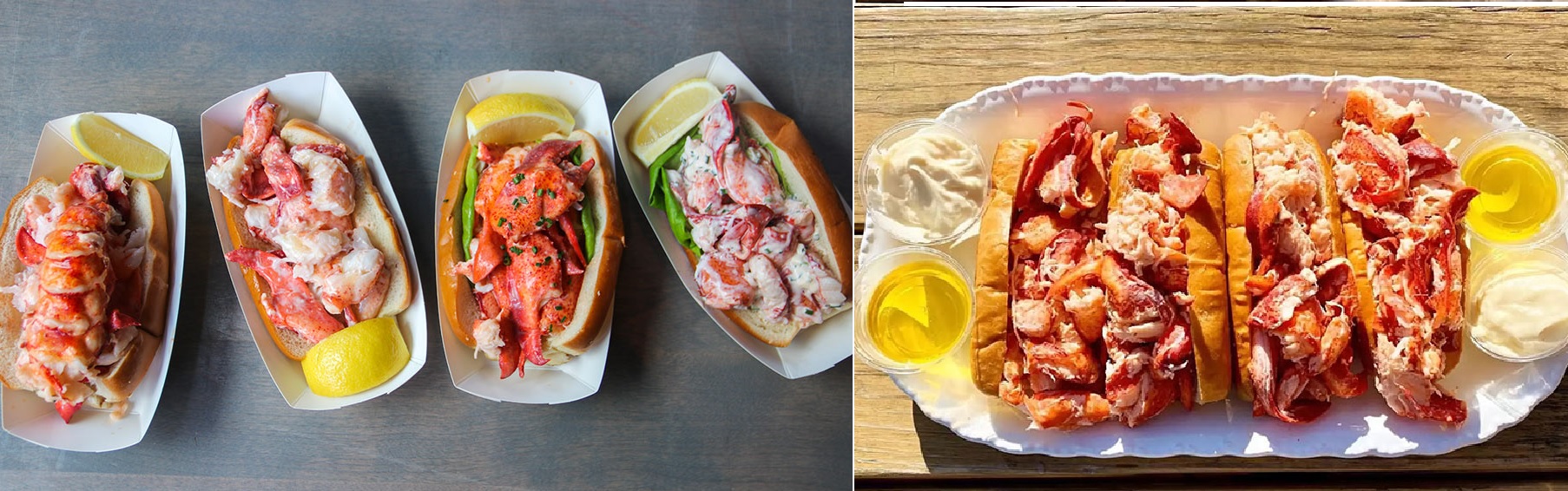 Lobster, Clams, Mussels, Oysters and Lobster rolls, Maine